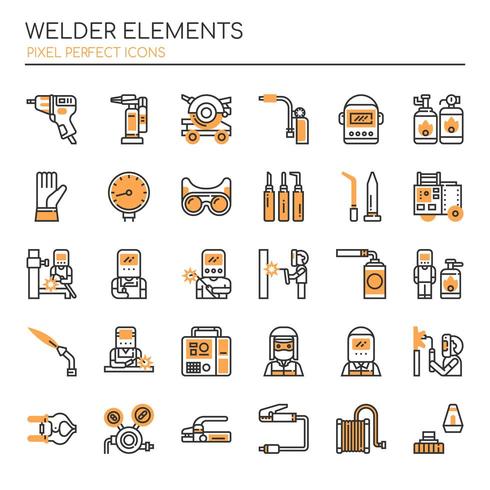 Set of Duotone Thin Line Welder Elements vector