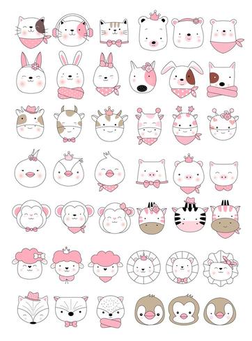 Cute baby animals  hand drawn style,for printing,card, t shirt,banner,product.vector illustration  vector