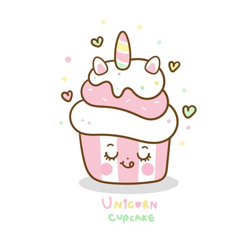 Kawaii Unicorn fairy cartoon cupcake vector