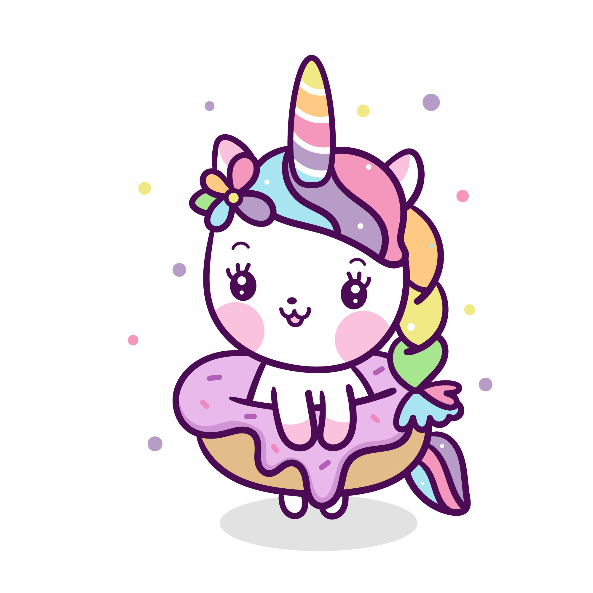 Kawaii Unicorn Donut Cartoon 667705 Vector Art At Vecteezy