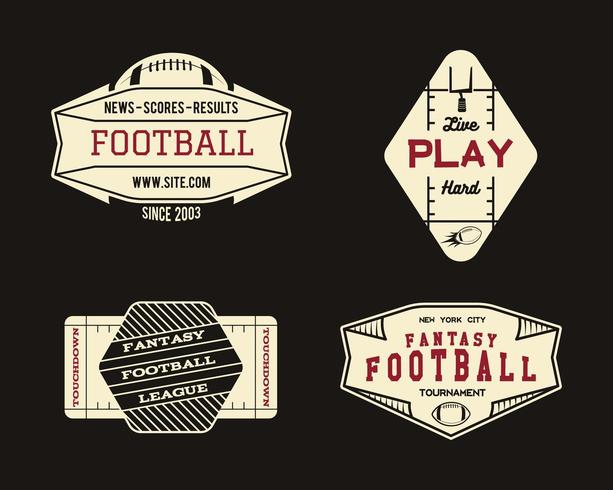 American football field geometric team or league insignia set vector