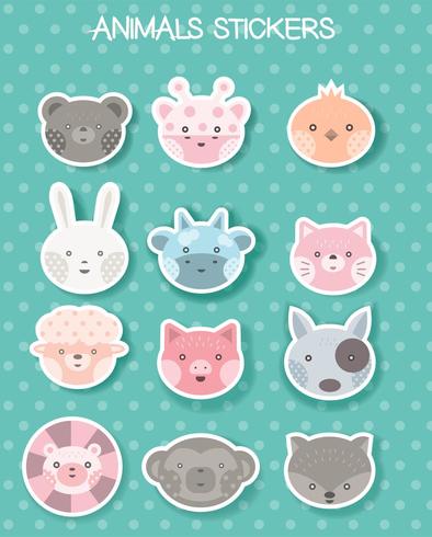 face animal sticker for printing, package,brand,product,t shirt.vector illustration vector
