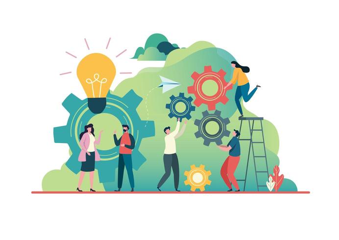 People creating ideas for success. Teamwork concept. vector