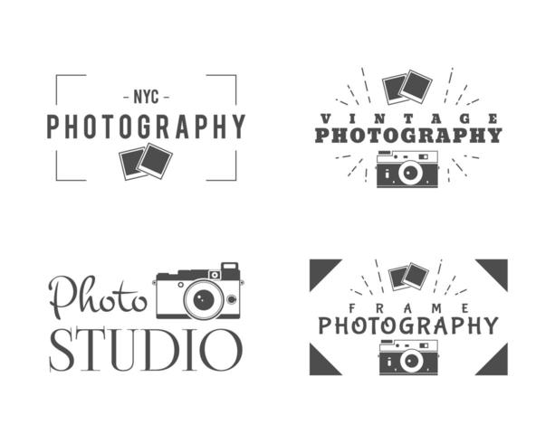 Retro Photography Badges, Labels. Monochrome design with stylish old cameras and elements. vector