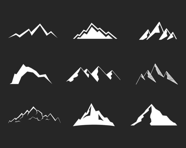 Set of mountain silhouette elements vector