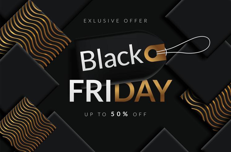 Black Friday sale black tag vector