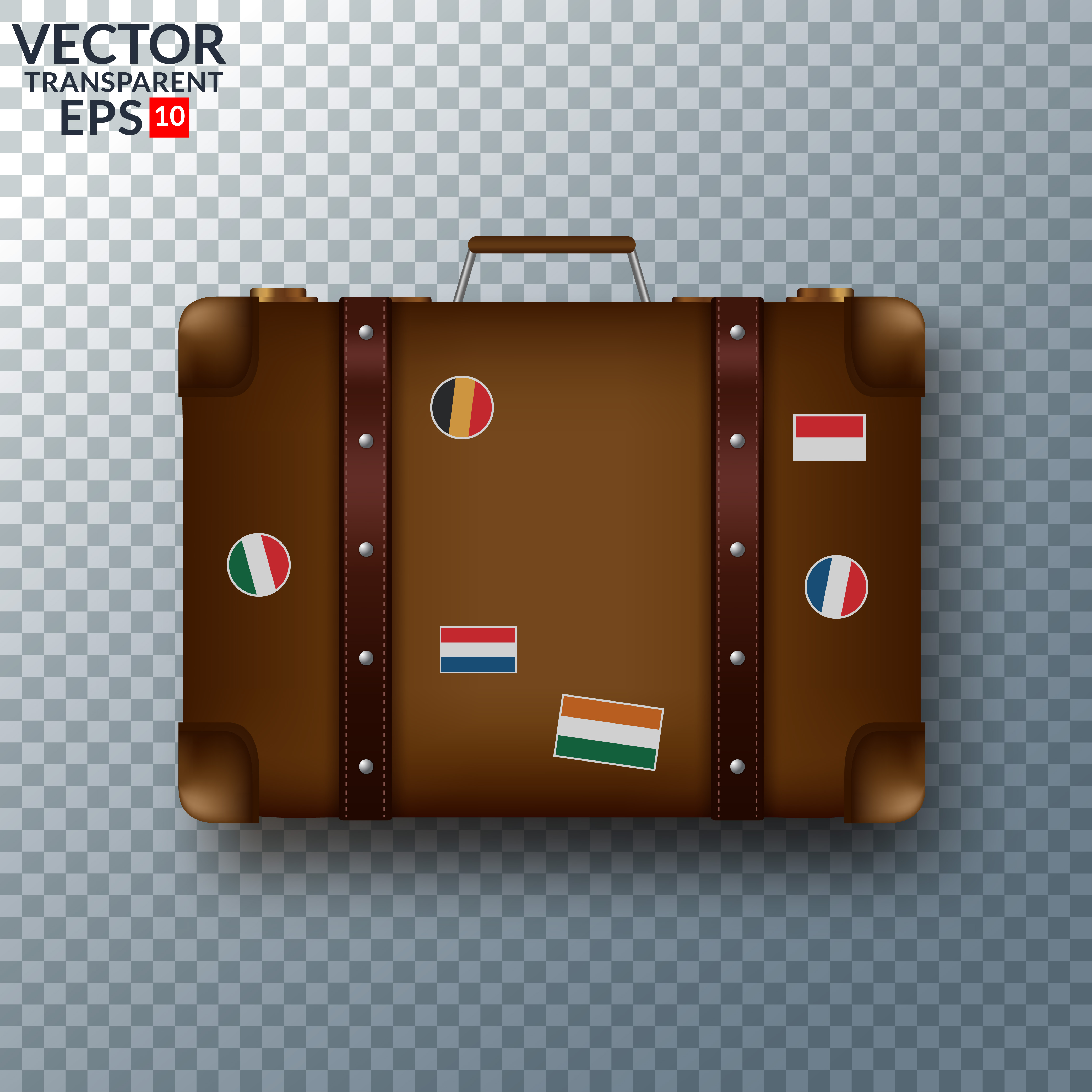 Vintage leather suitcase cartoon sticker Vector Image