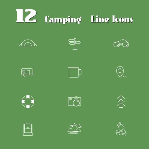 Camping and Travel Line Icons vector