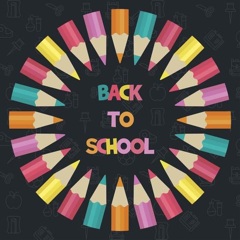 Circular Colored Pencil poster template vector