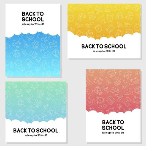 Set of Back to school sale poster templates  vector