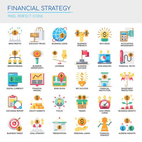 Set of Flat Color Financial Strategy Icons vector