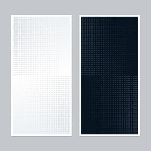 Conjunto de banners de semitono de contraste en blanco y negro vector