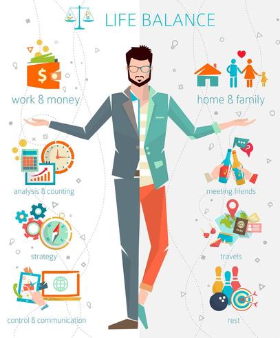 Concept of work and life balance vector