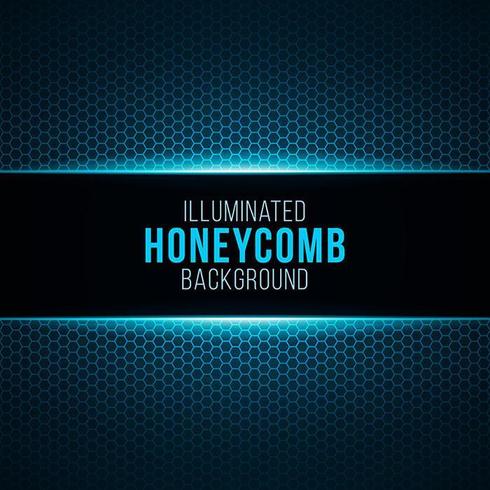 Illuminated gradient background with honeycomb pattern vector