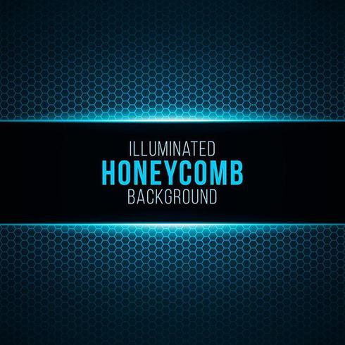 Illuminated gradient background with honeycomb pattern vector