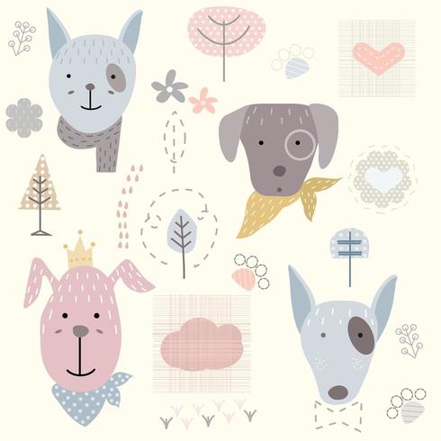 cute baby dog seamless pattern vector