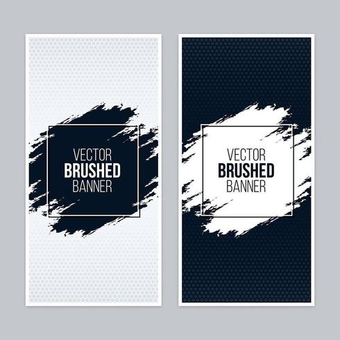 Monochrome brushed banners with square frames vector