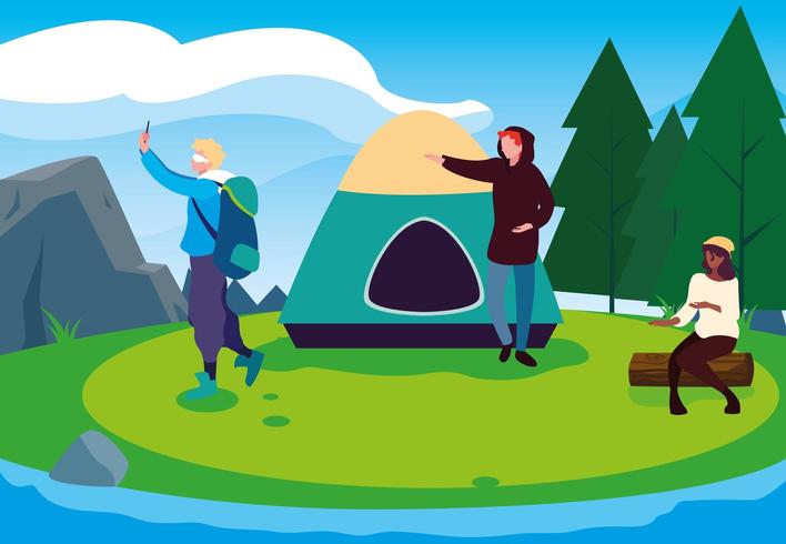 Camping Trip With Friends  vector