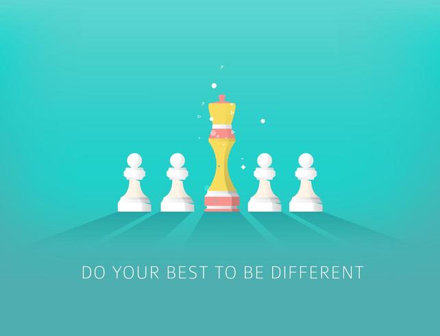 One different chess piece and four of the same piece vector