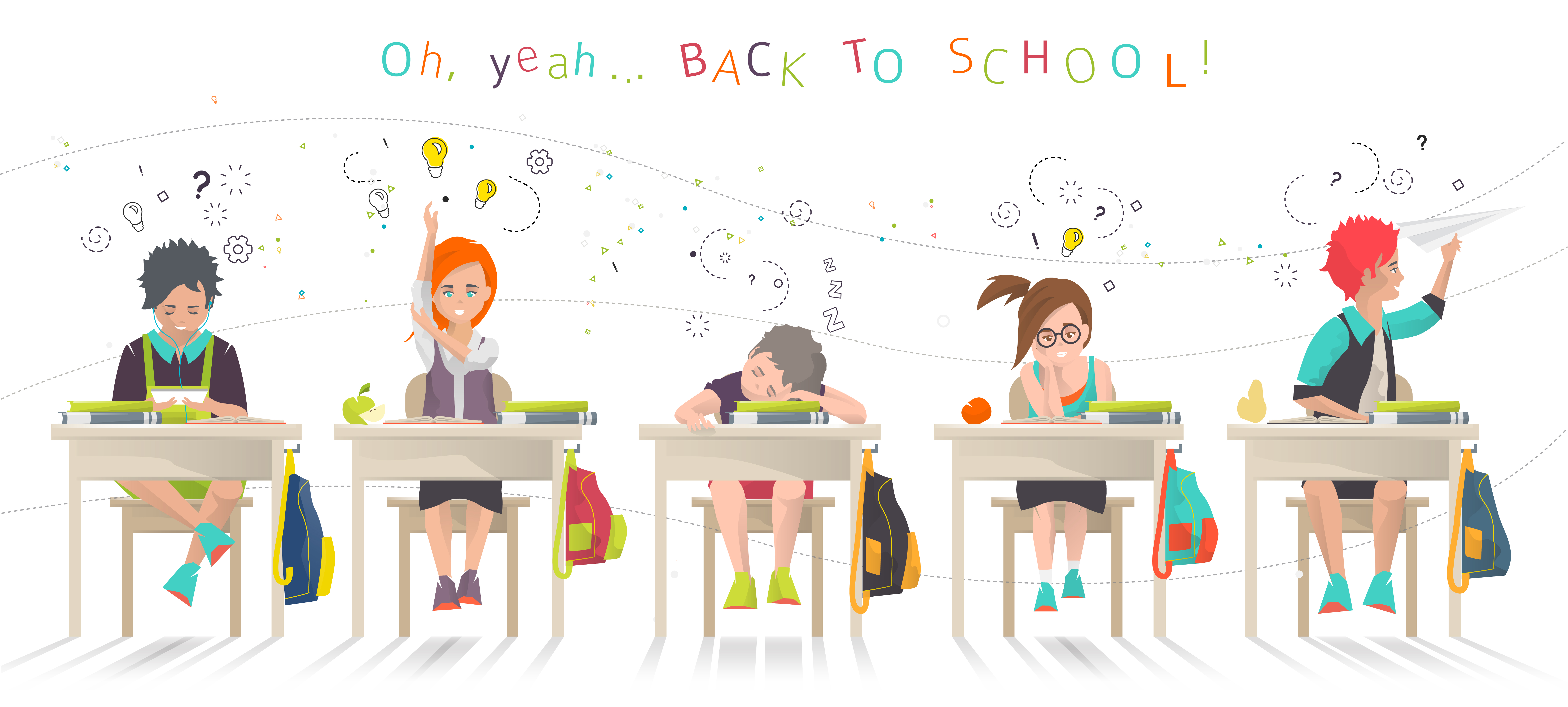 Kids Sitting At Desks In School Download Free Vectors Clipart