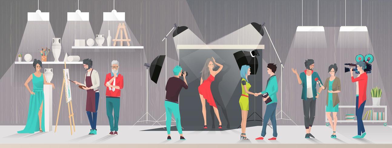 Art studio and photo studio concept. vector