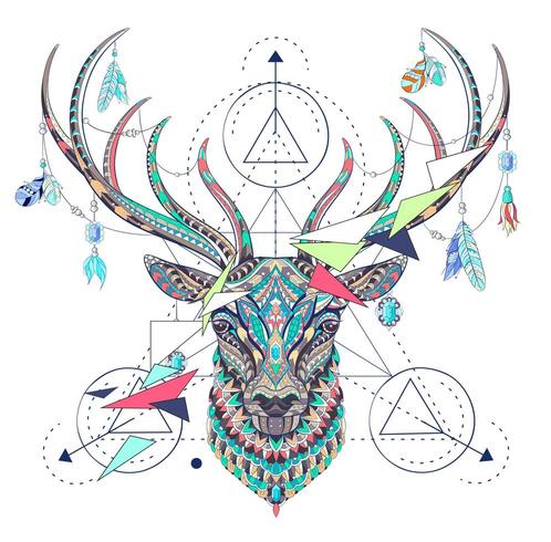 Geometric patterned head of deer vector