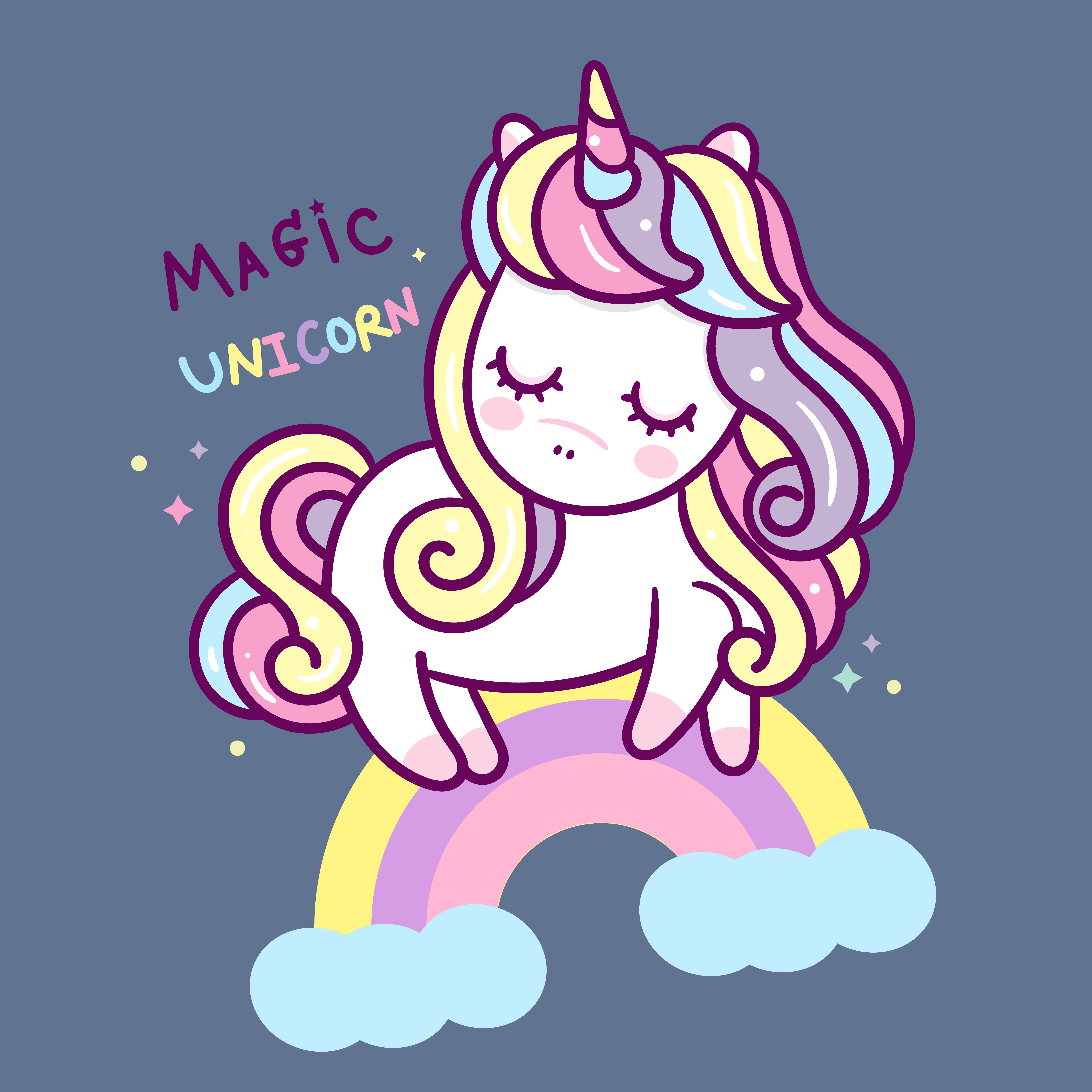  Cute  Unicorn  cartoon Sleeping o rainbow  668080 Vector Art 