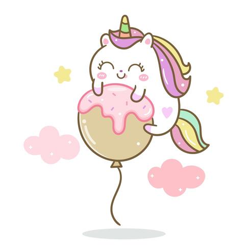 Unicornio y globo vector