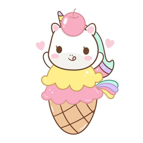 Cute Unicorn in Ice cream Cone  vector