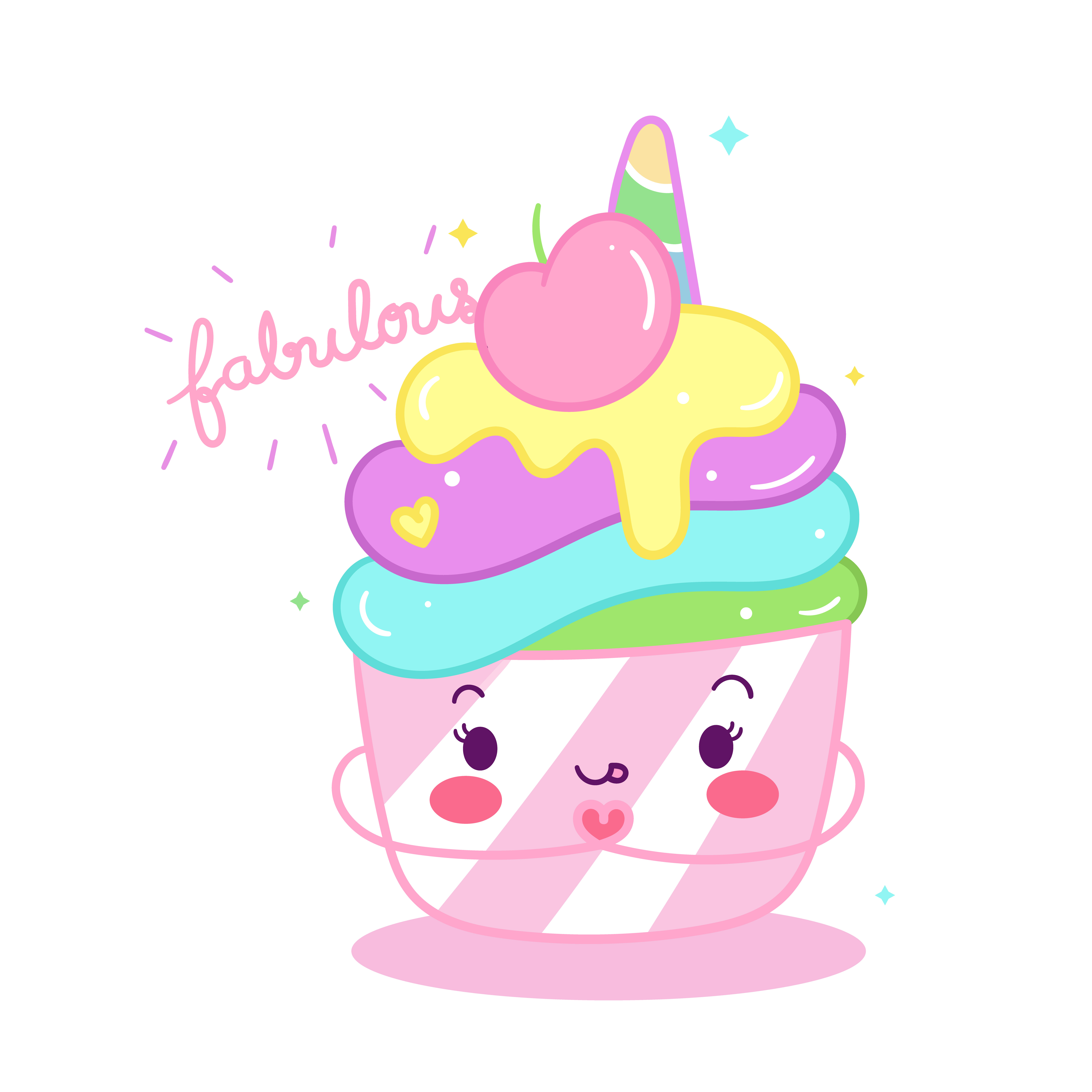 Cute Unicorn cupcake cartoon - Download Free Vectors ...