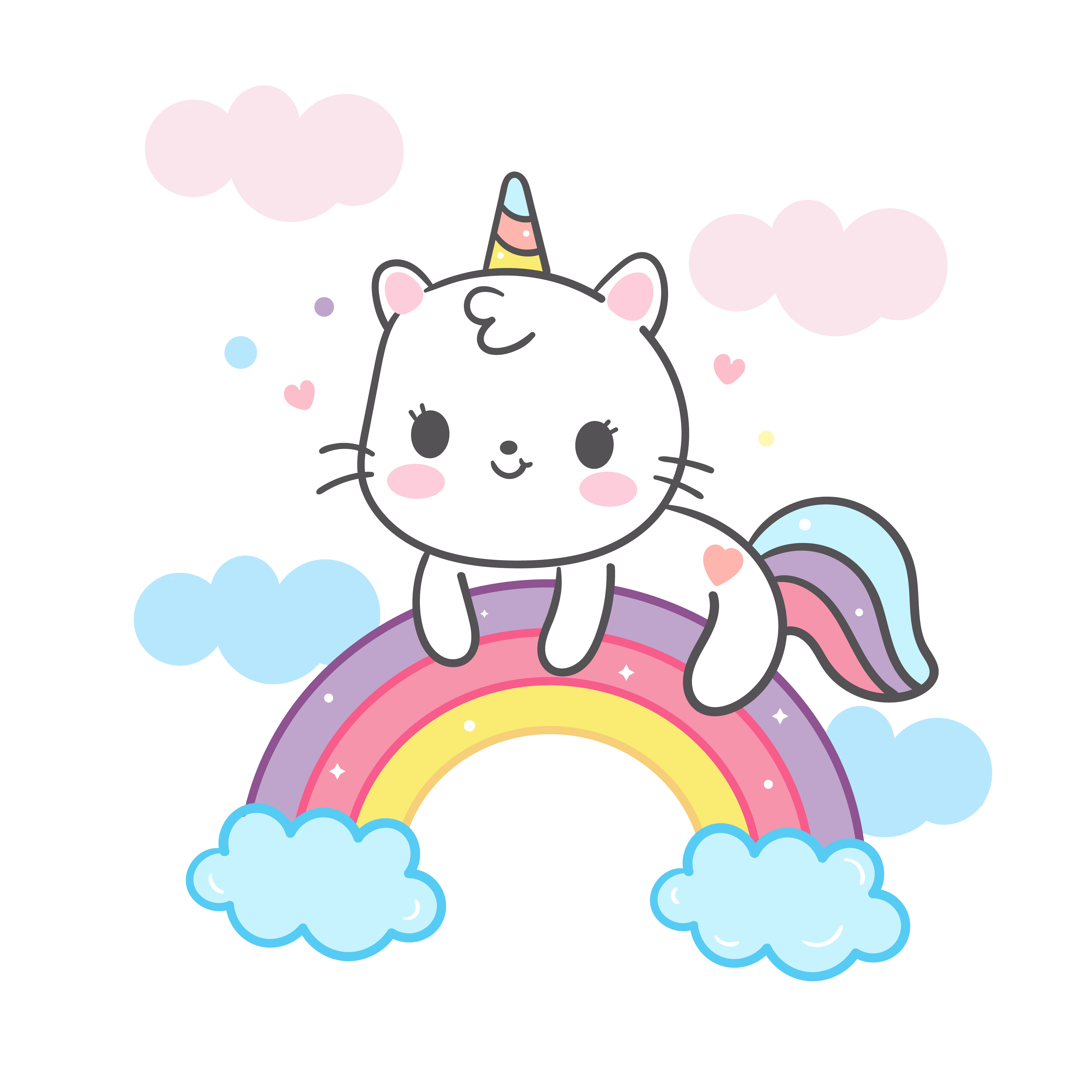 Dibujos animados de gato Kawaii en arco iris  Descargue Gr ficos y  
