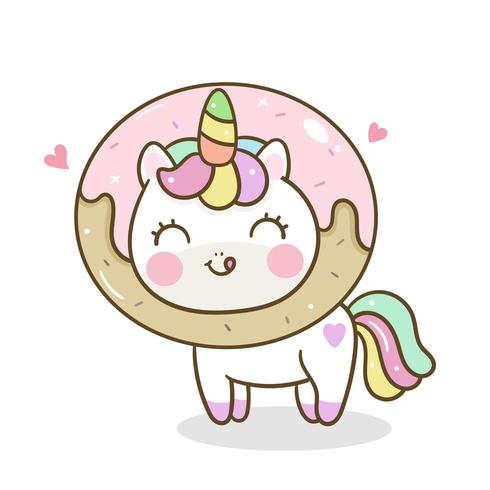 Deliciosa comida Unicornio y Donut vector