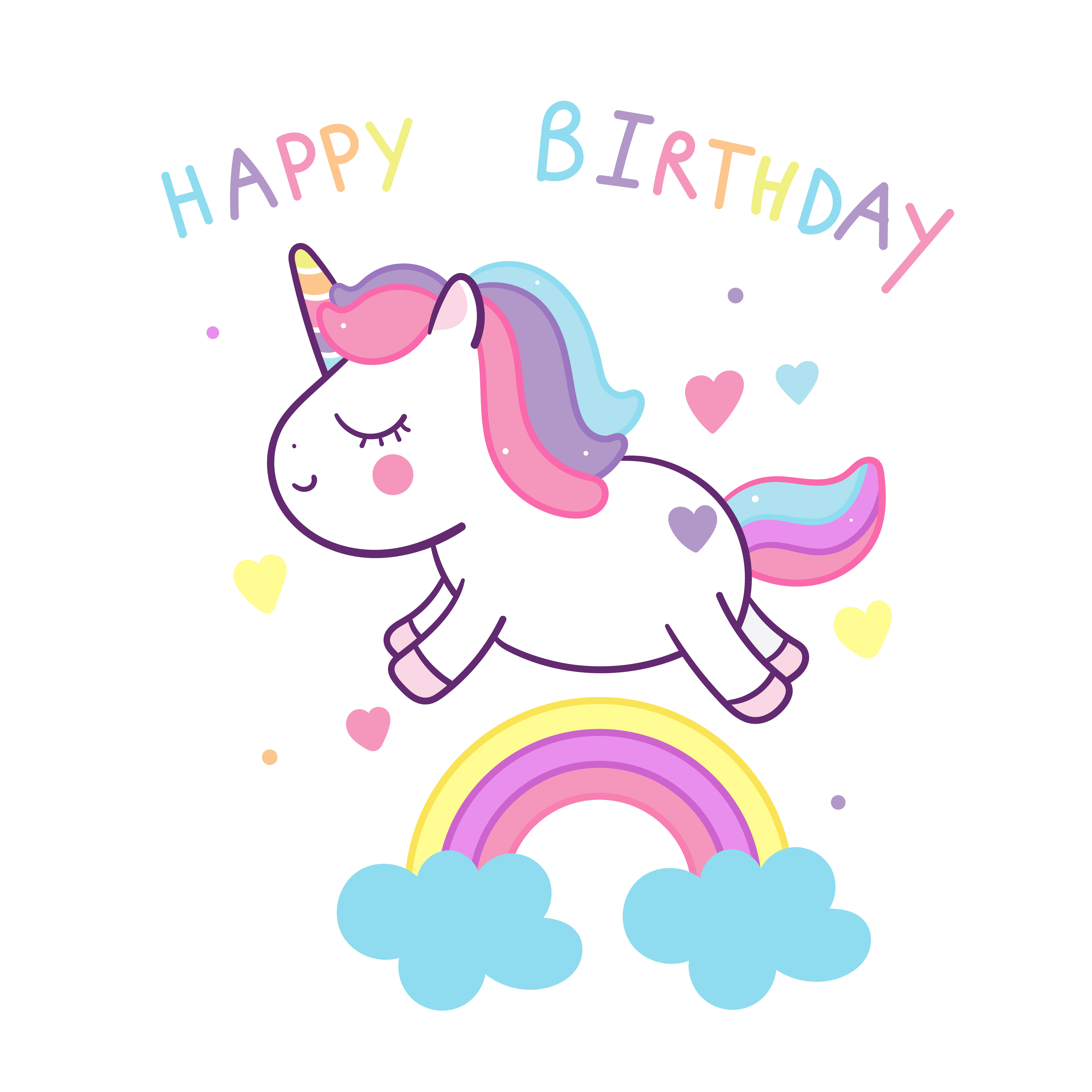 Cute Unicorn  and rainbow birthday  Decor 668137 Vector Art 