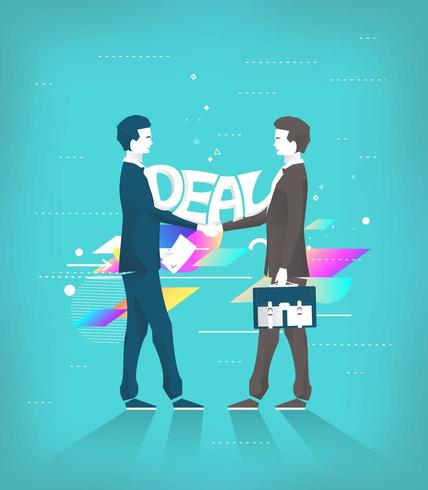 Two business men shaking hands making a deal vector