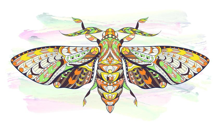 Patterned moth or butterfly on grunge background vector