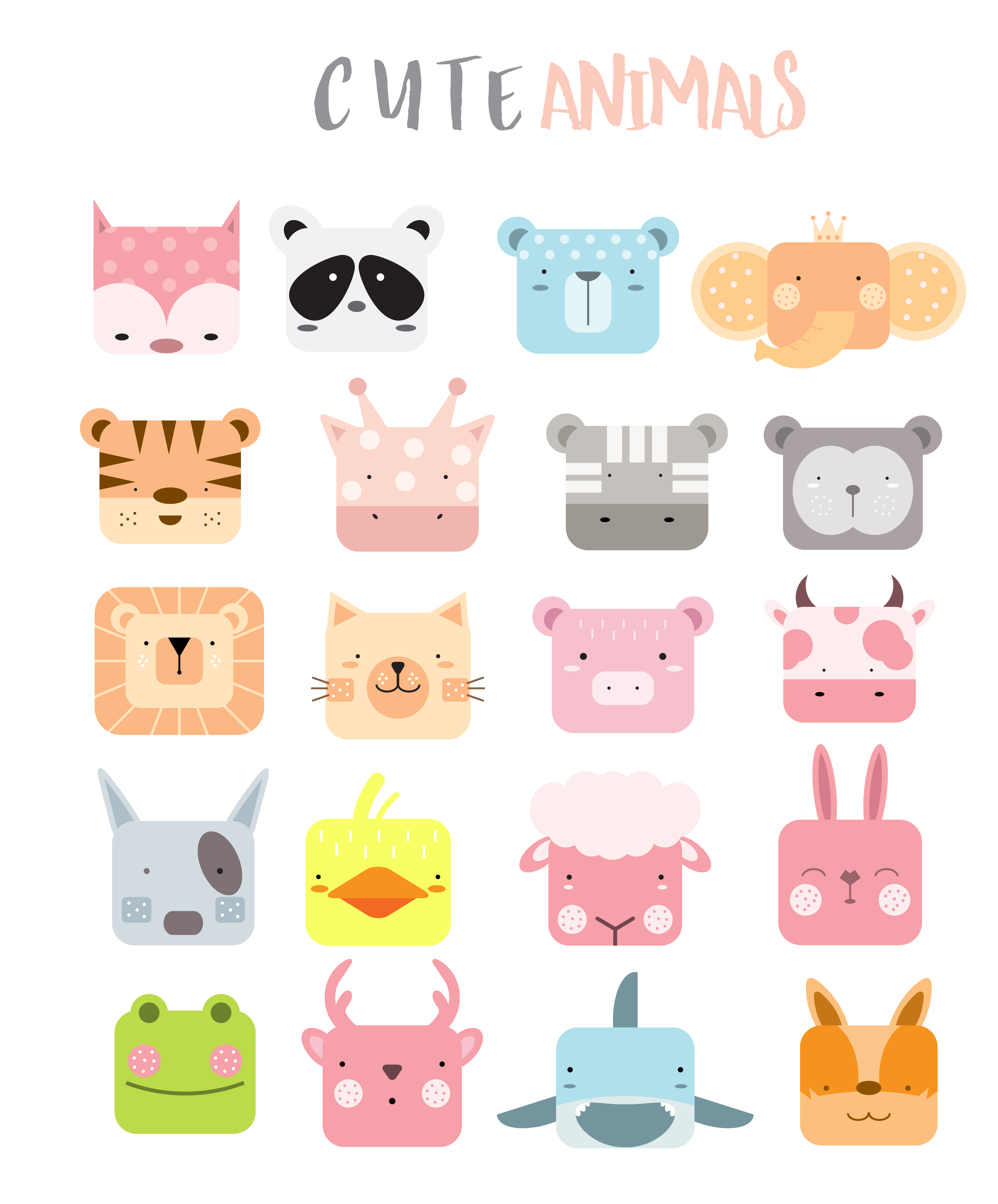 Download Cute baby animal with faces collection - Download Free ...