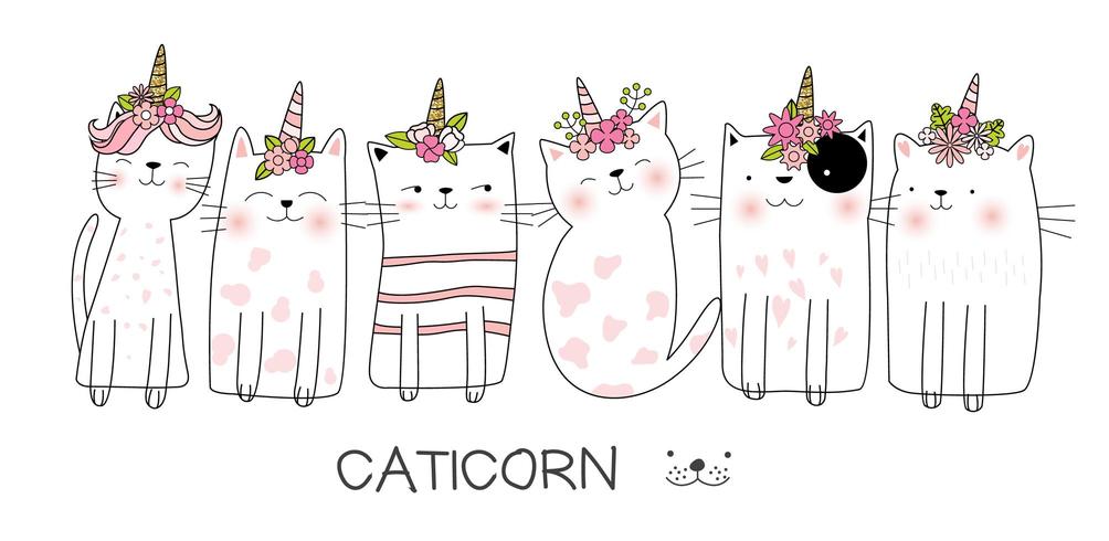 Conjunto de ilustración de catcorn vector