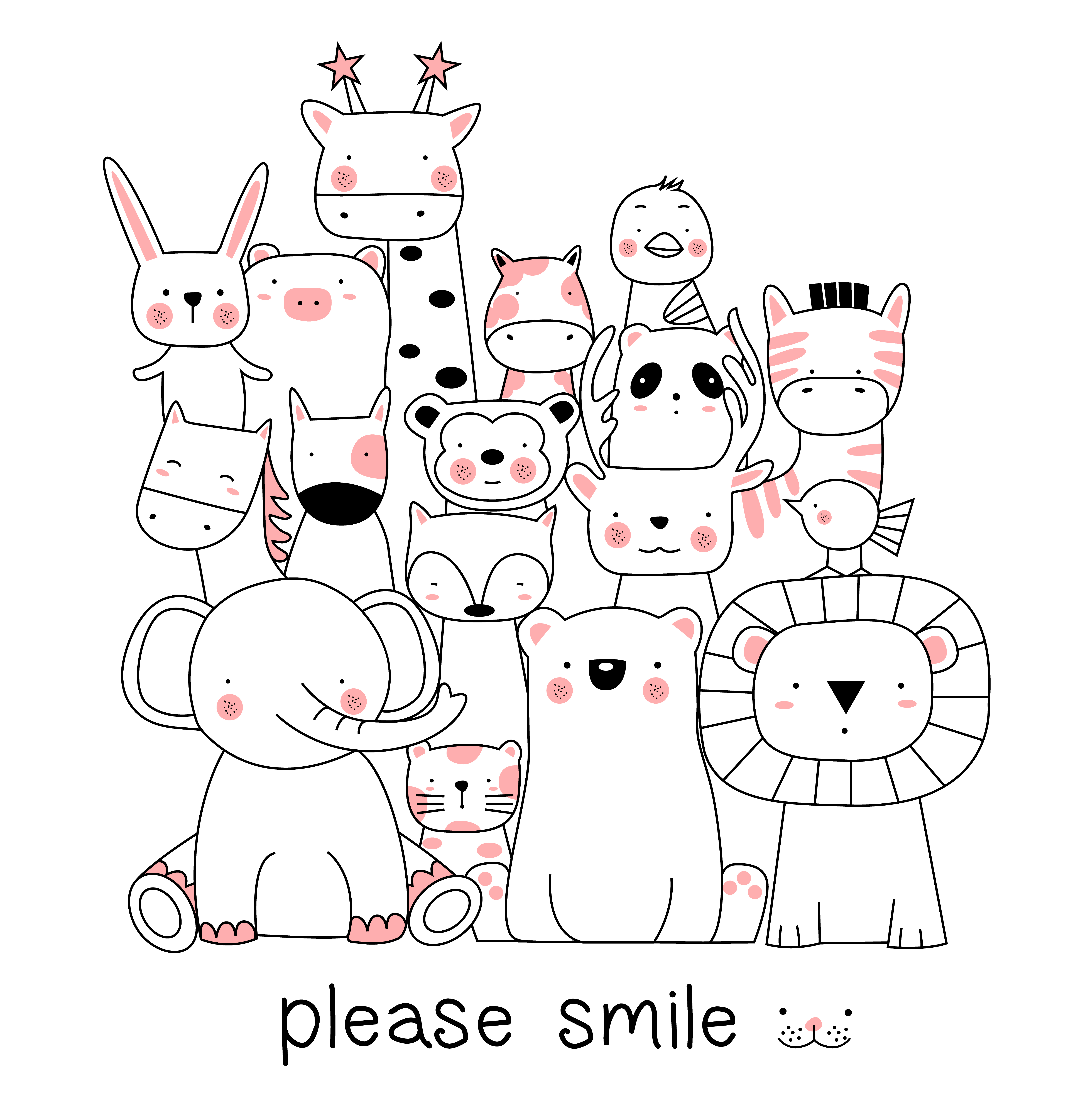 cute baby animals cartoon posing 668282 Vector Art at Vecteezy