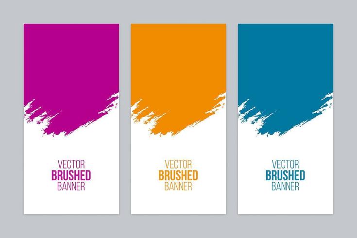 Colorful brushed banner set vector