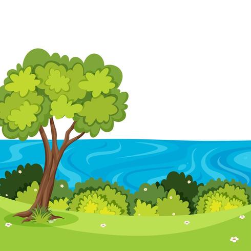 Un hermoso paisaje natural con árboles y agua. vector