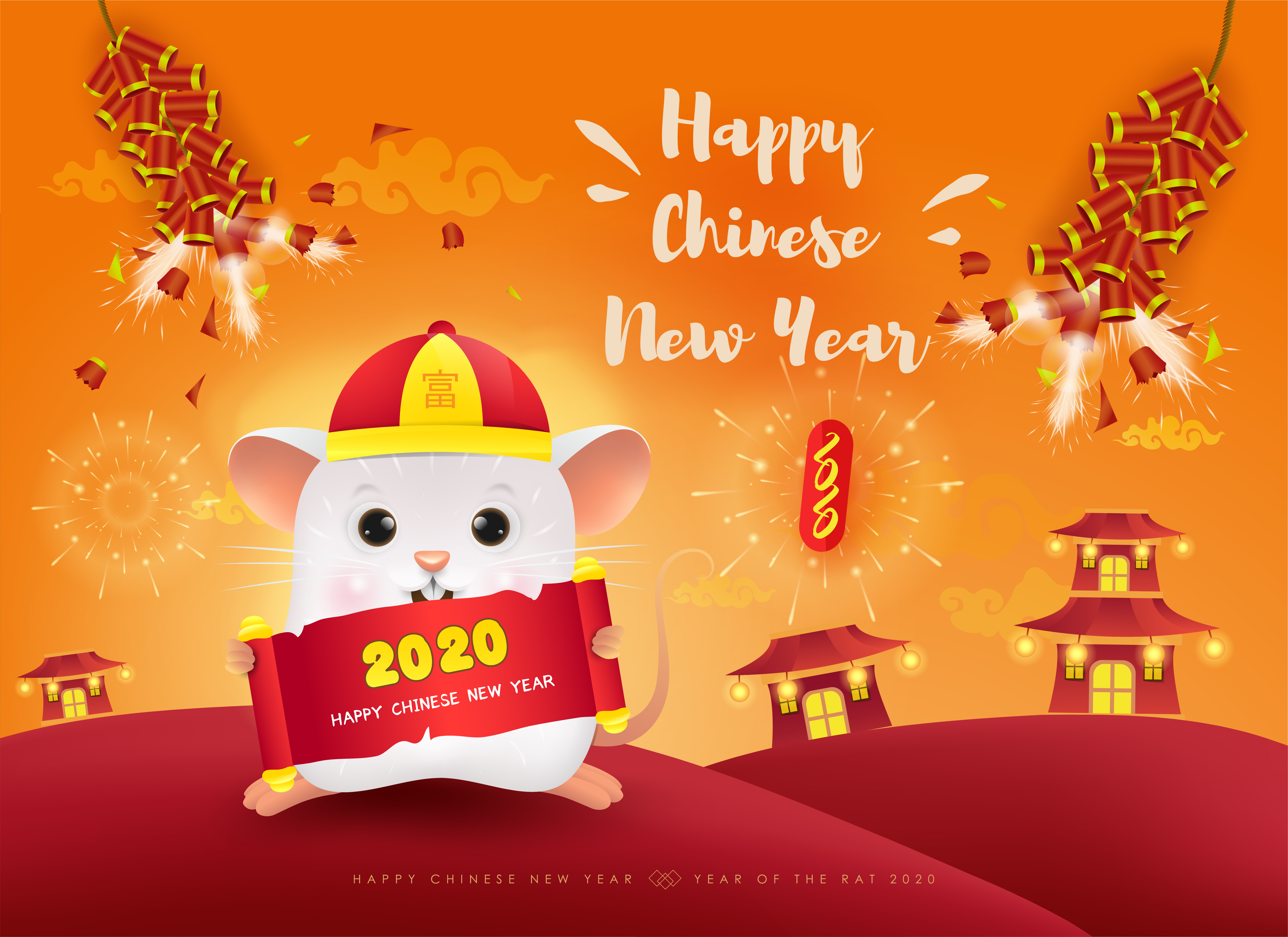 Happy Chinese New Year. The year of rat 2020. - Download Free Vectors, Clipart ...5501 x 4001