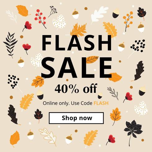 Autumn Element Flash Sale Poster vector