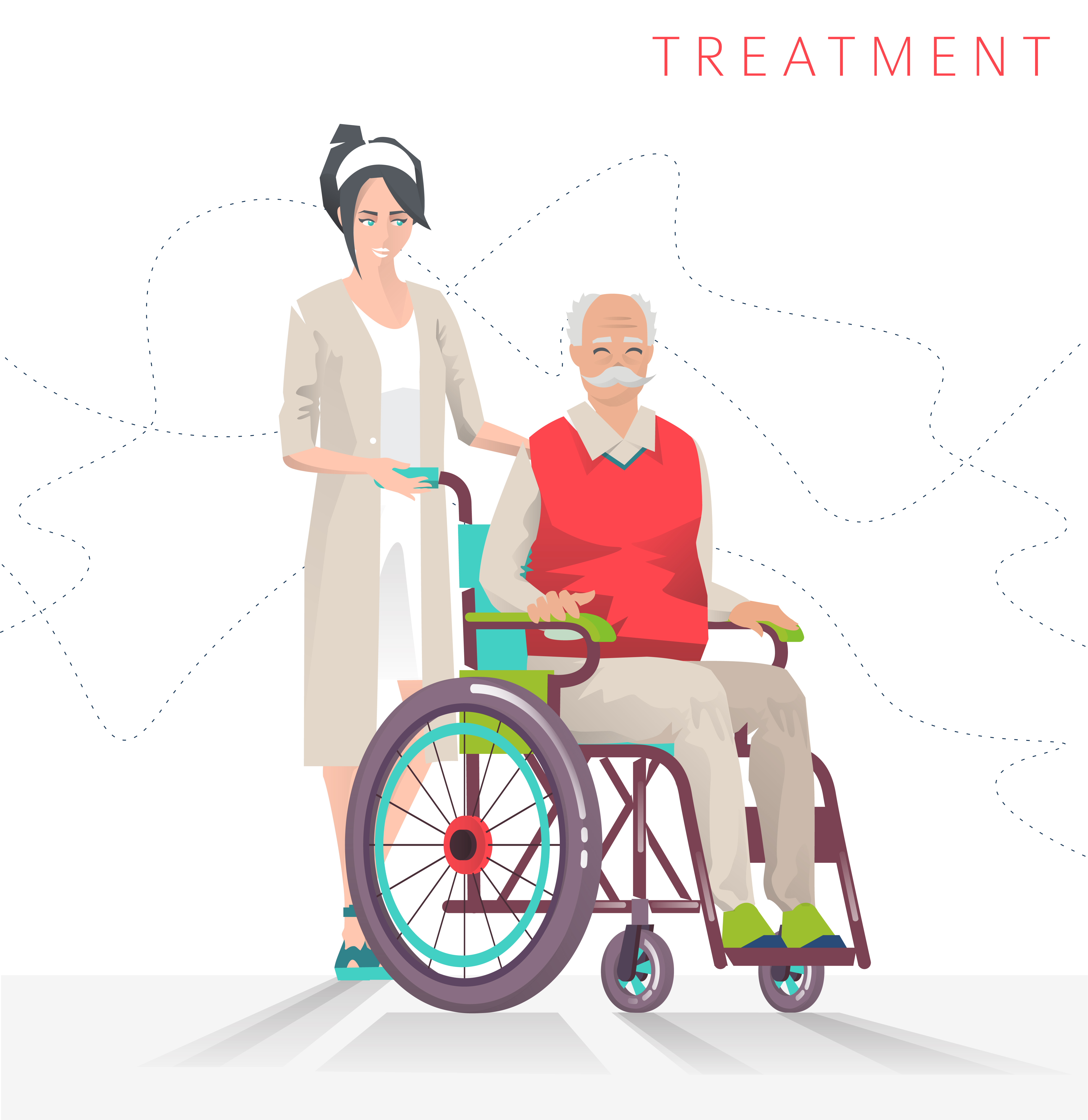 Woman With Elderly Man In Wheelchair Download Free Vectors