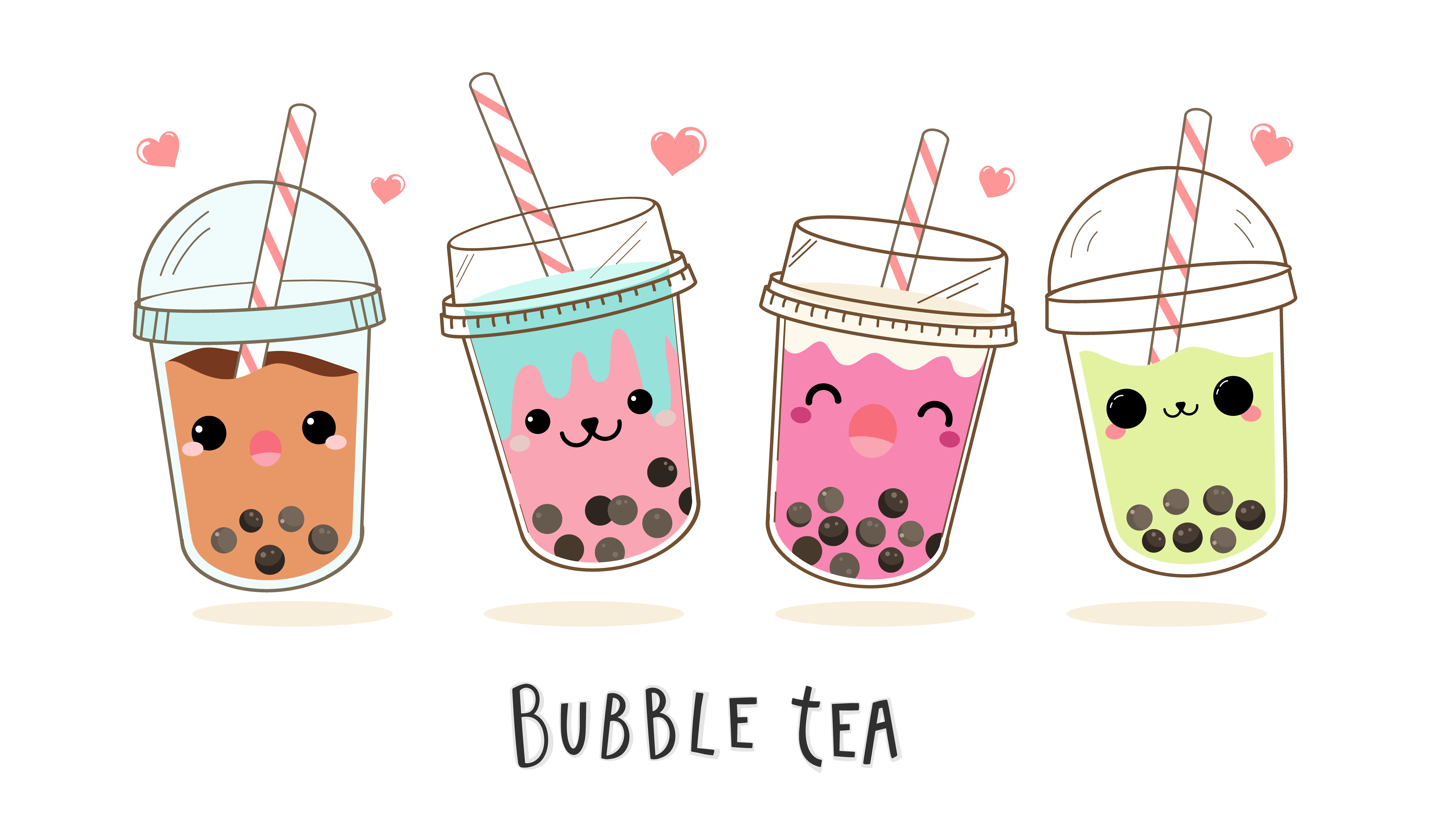 Cute bubble milk tea cartoon characters set 668390 Vector Art at Vecteezy