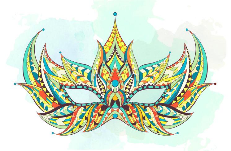 Colorful patterned mask on grunge background vector