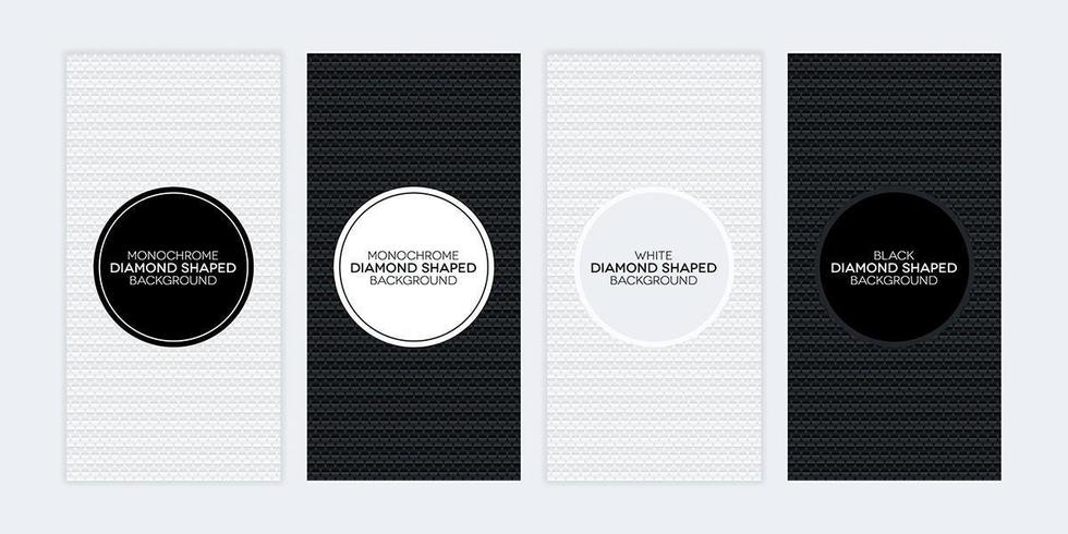 Black and white banners with diamond shaped textures vector