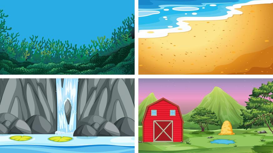 Set of different nature backgrounds vector