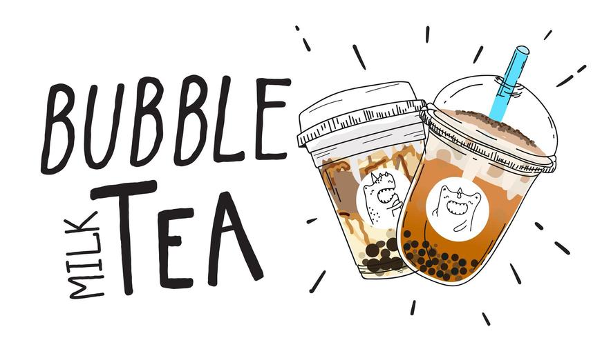 cartel de estilo doodle de té de leche de burbuja vector