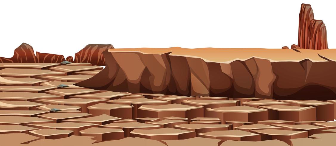 Drought cracked desert landscape vector