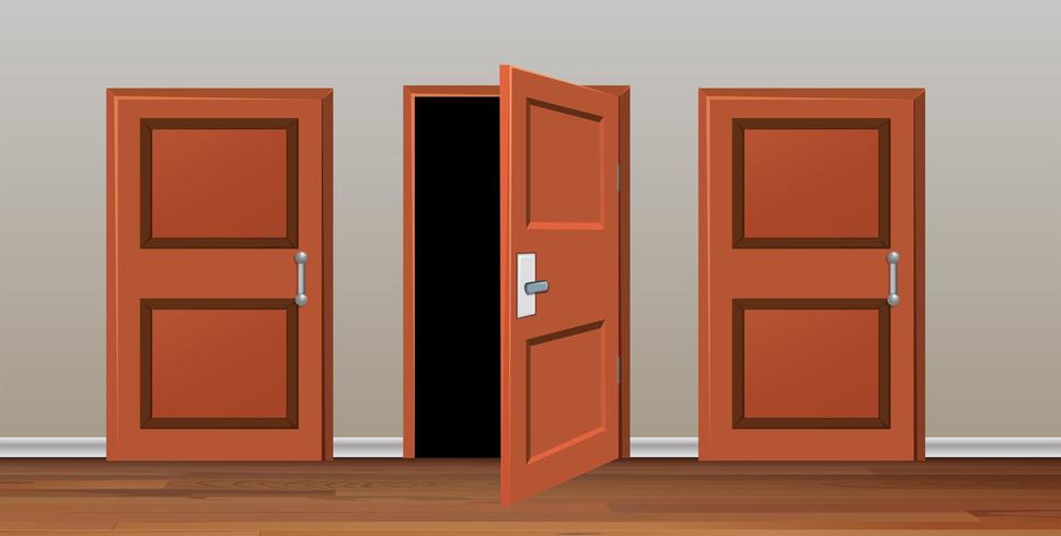 Room with three doors vector